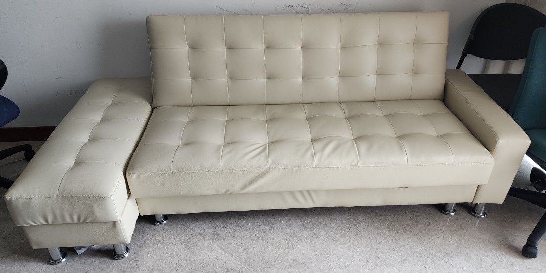 Sofa Bed (Category: Sofas) located in Singapore. Submitted by drewtanojo28 (Listing ID 1339079259, Image 1). Description: Sofa bed on sale, lightly used, like new, in good condition, faux leather, L Shape, comfortable to sit on and to sleep on..
