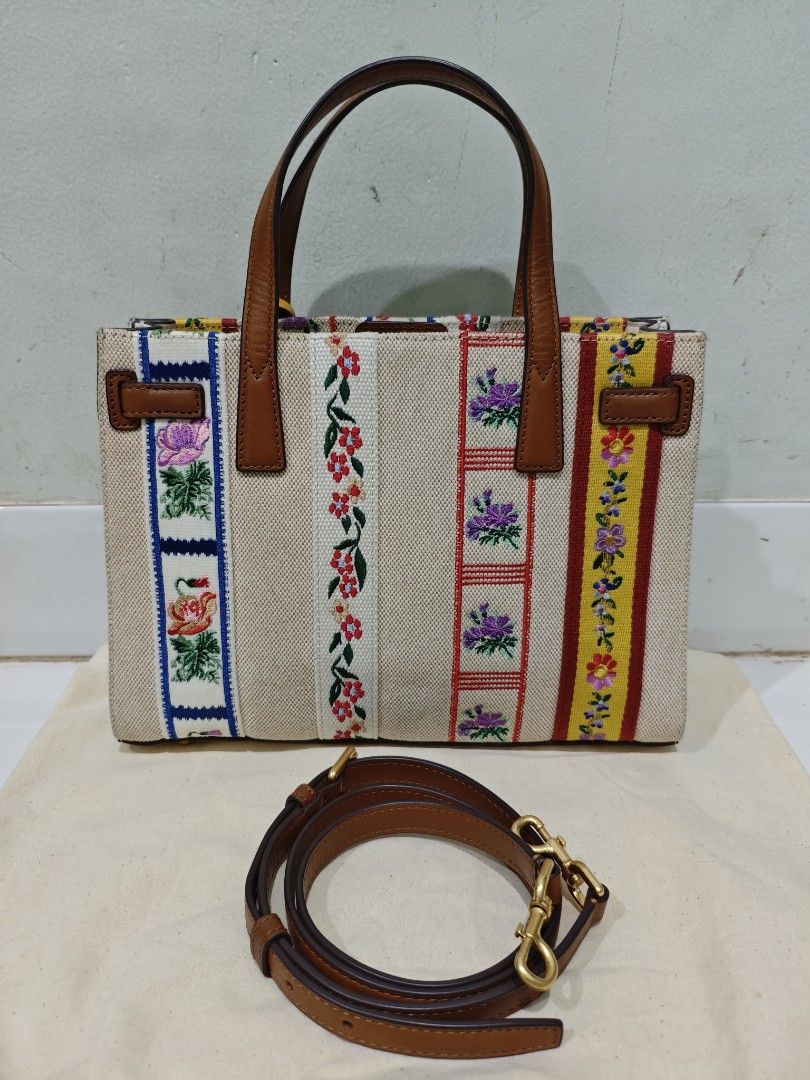 Tory Burch Walker Small Embroidered Webbing Satchel in Metal beli 12jt an Barang Mewah Tas Dompet di Carousell