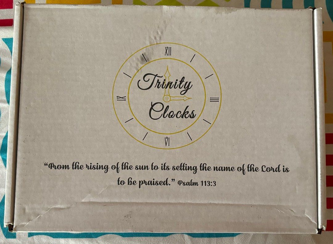 Trinity Clock (Category: Everything Else Others) located in Las Pinas. Submitted by ringringms (Listing ID 1339058466, Image 1). Description: 🎄Nice Gift Idea for Christmas 🎄 Trinity Clock with box runs in 2 AA batteries. Batteries are not included. DF to be shouldered by buyer.