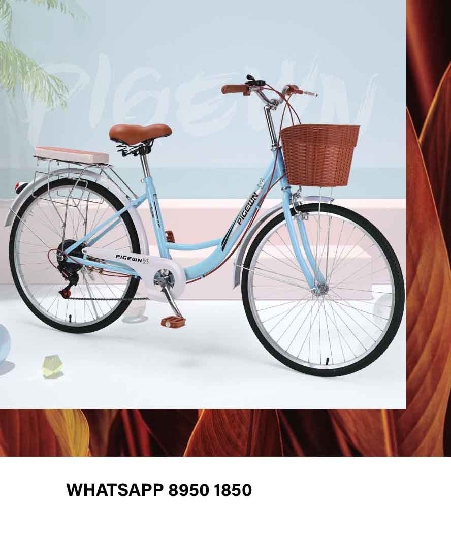 26 inch 6 Speed Blue Pigewn Lady Bike Women Bike City adult male commuter retro bicycle