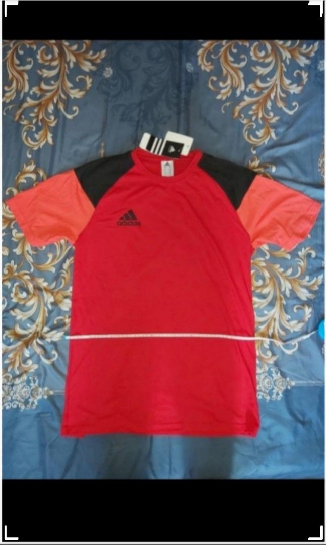 Adidas Tee T T shirt red Orange Black color T shirt Carousell