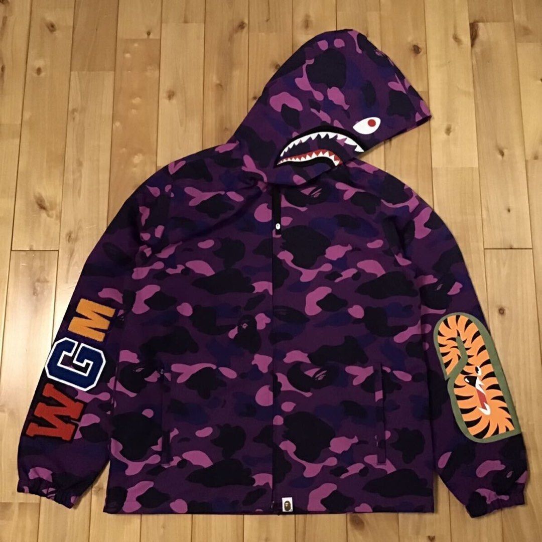 Bape Shark Jacket Purple Men s Fashion Coats Jackets and Outerwear on Carousell