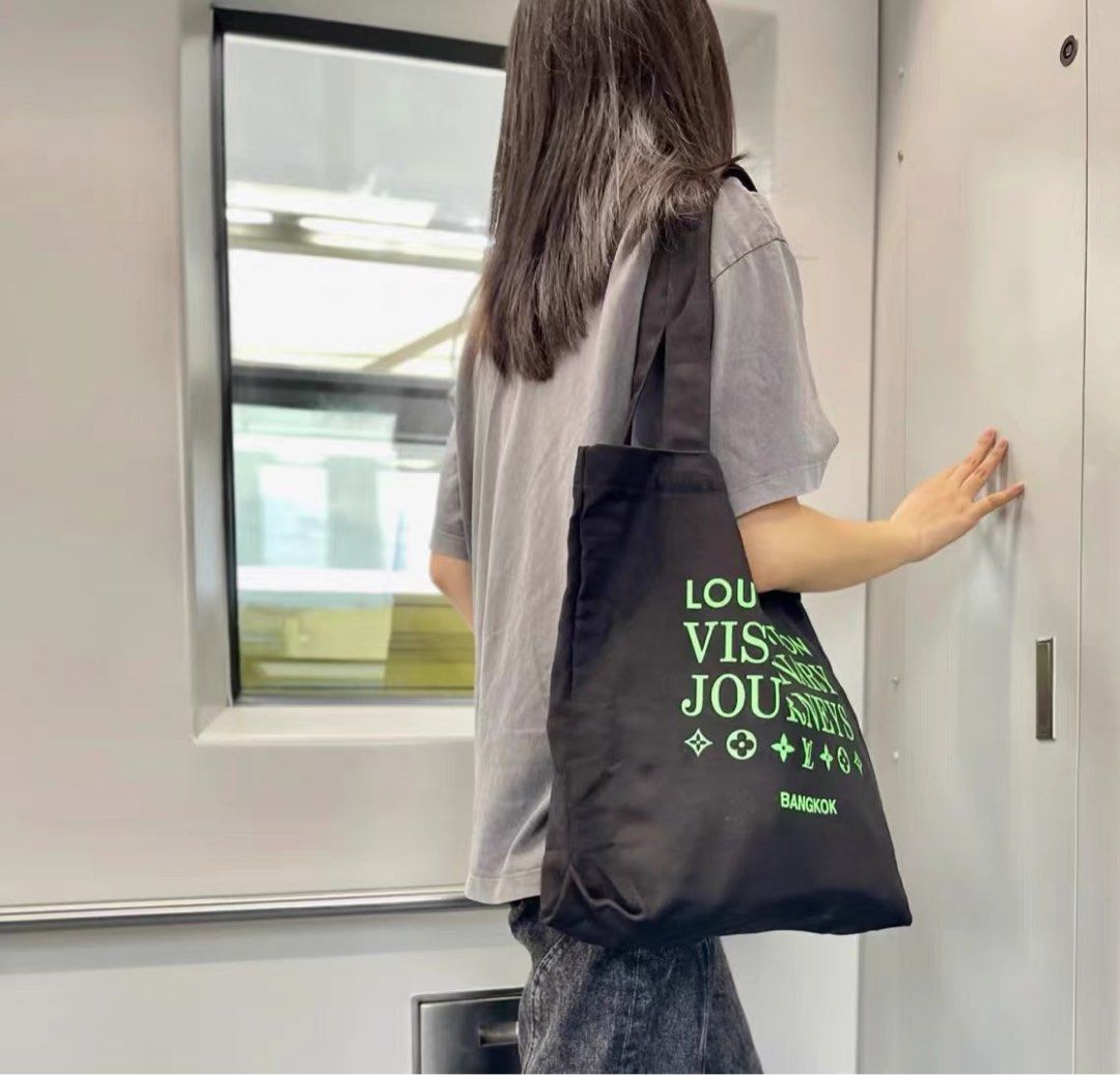 Black LV Louis visionary journey bangkok tote bag (FREE REGISTERED