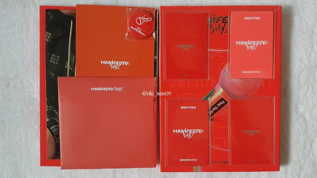 ENHYPEN UNSEALED ALBUM (Category: CDs & DVDs) located in Manila. Submitted by riki_won09 (Listing ID 1334493183, Image 1). Description: ENHYPEN UNSEALED ALBUM MANFESTO:DAY 1 Complete Inclusions +lsf J- 400 (with Photocard POB) M- 380 DARK BLOOD (with POB) Complete Inclusions 480 ea+lsf New Full Half.