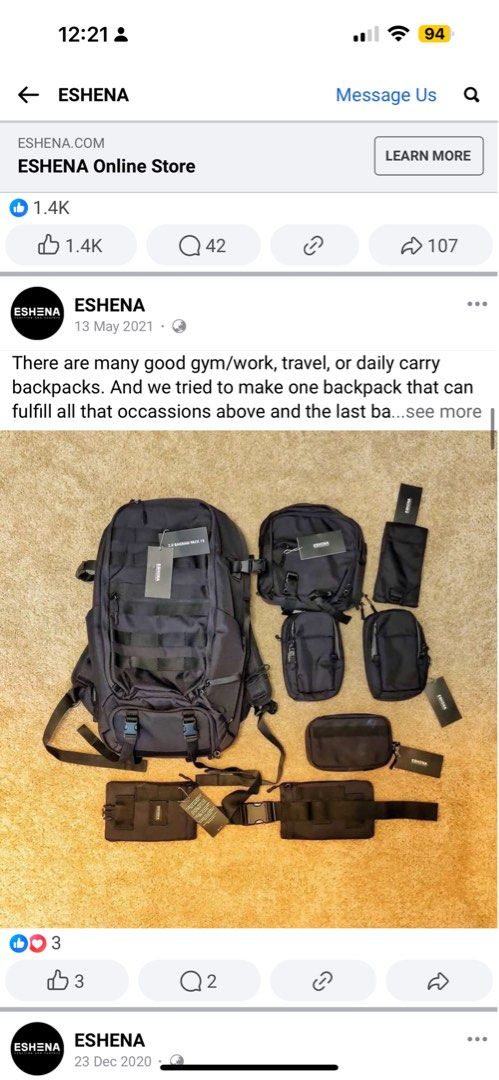 Eshena Bamian Pack 17 Travel Bundle [For Office & Heavy Travel