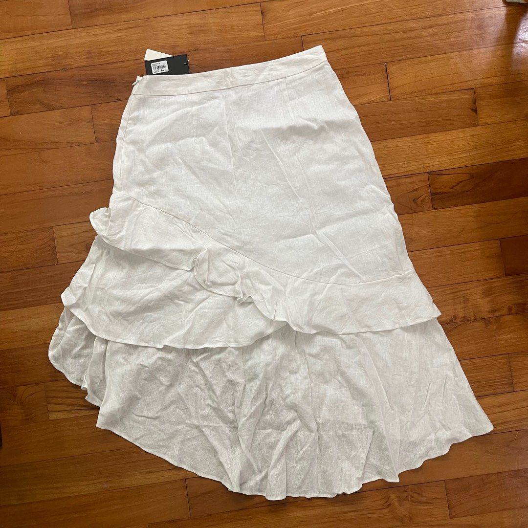 White linen frill skirt cheap