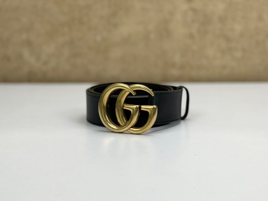 GUCCI 397660 MARMONT LEATHER BELT WITH DOUBLE G BUCKLE Luxury Accessories on Carousell