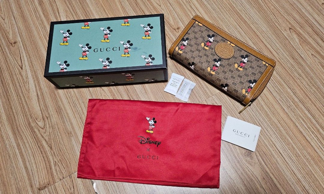Gucci x Disney Mickey Mouse GG Supreme Leather Long Wallet Luxury Bags Wallets on Carousell