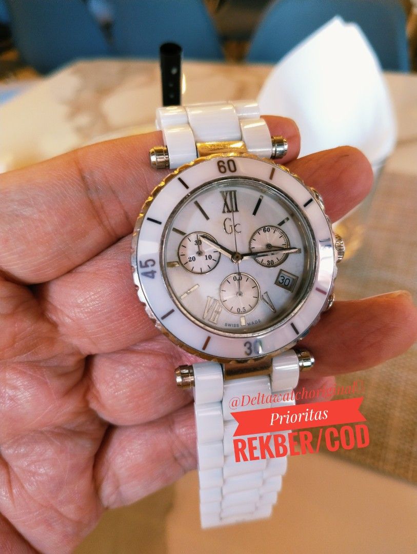 Guess Collection Gc 43001M White Pearl Fullceramic Sports Chronograph Original Mulus Barang Mewah Jam Tangan di Carousell