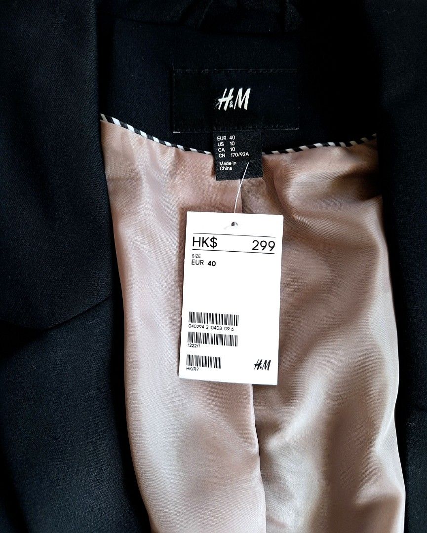 女西装 全新H & M 女裝黑色西装褸, 女裝, 外套及戶外衣服- Carousell
