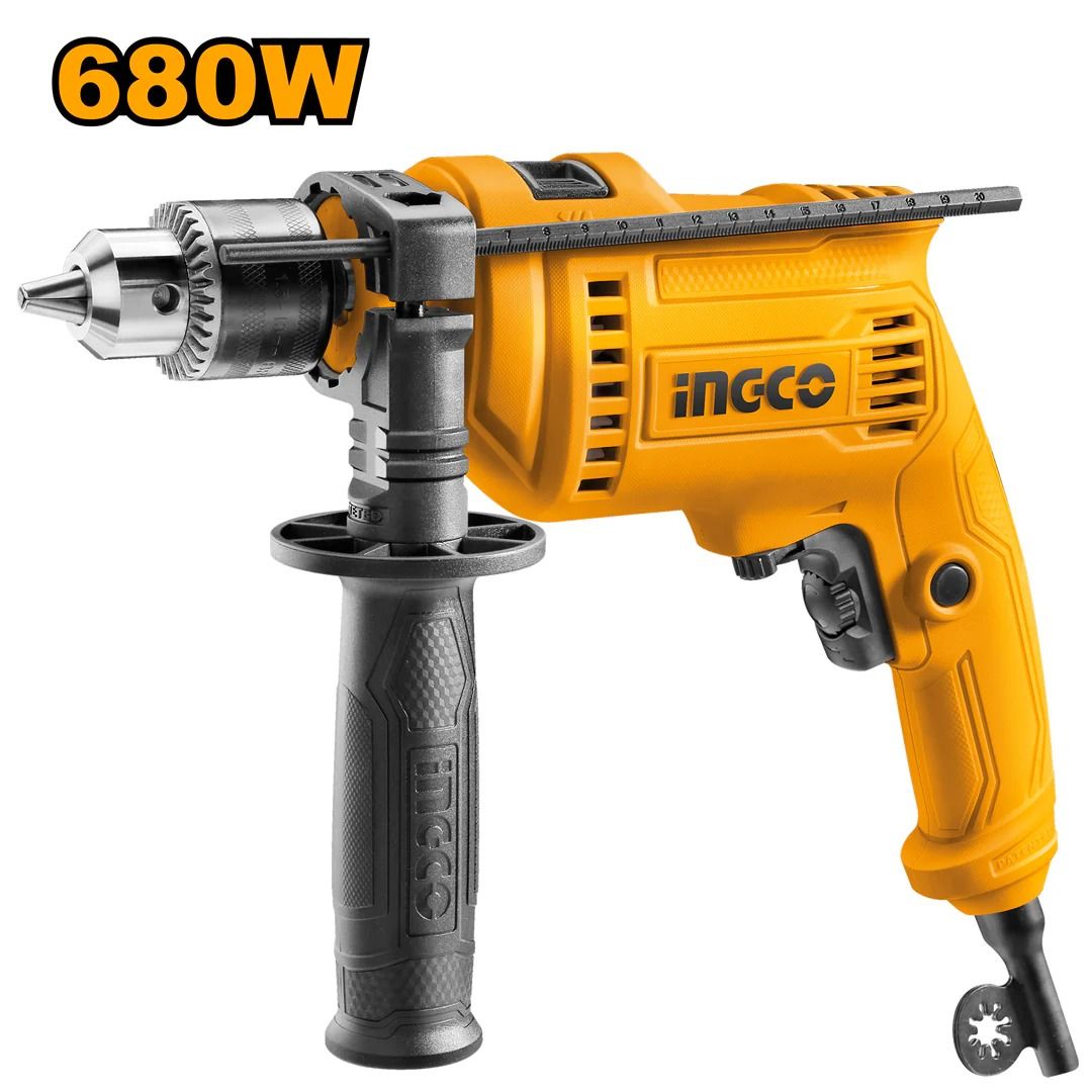 Ingco ID68016P / ID6808 Impact Drill (Category: Construction Tools & Equipment) located in Quezon City. Submitted by vertexpowertools (Listing ID 1240881653, Image 1). Description: Specifications • Rated Input Voltage: 680W • Rated Voltage: 220-240V / 50-60Hz • No-load Speed: 0-3,000/min • Impact Rate: 0-48,000/min • Max. Drilling Capacity: 10mm (Steel) , 22mm (Wood) , 13mm (Concrete) • Super Select ✔️ • Variable Speed Inclusions • 1 x Auxiliary 