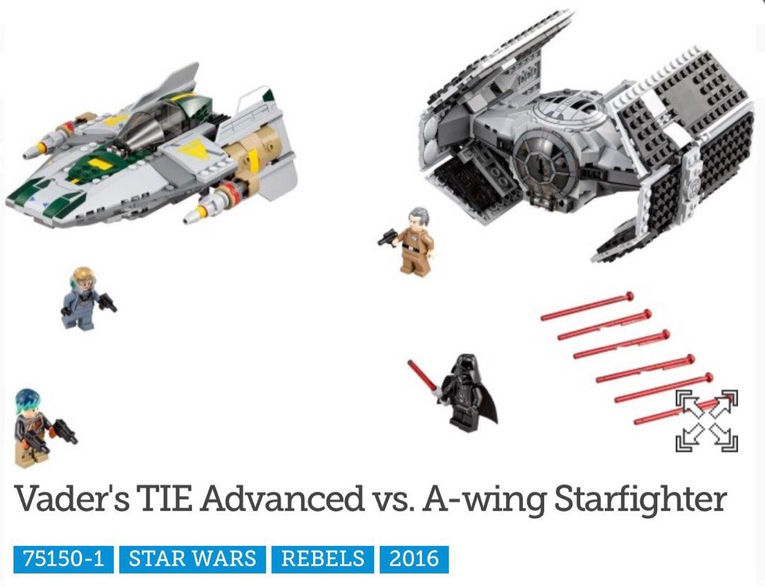 Lego Star Wars 75150 Vader s TIE Advanced vs. A Wing Starfighter Hobbies Toys Toys Games on Carousell