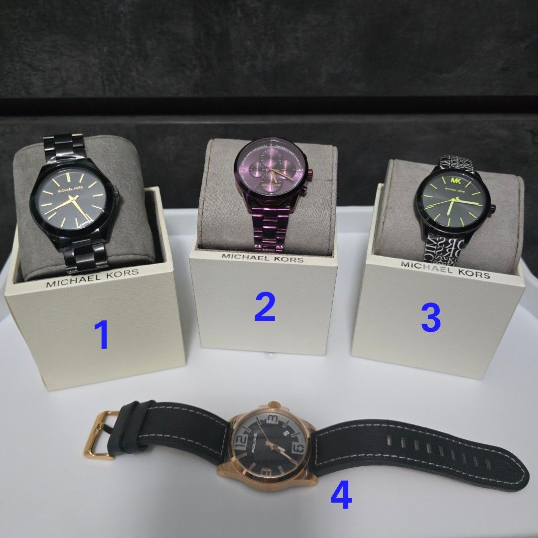 Michael kors watch left number 3 police watch mk women watch men watch rose gold purple black strap cheap watches clearance