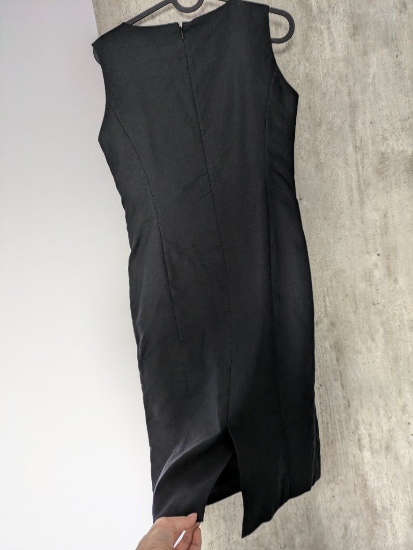 Muji black linen formal dress (quick sales), Women's Fashion