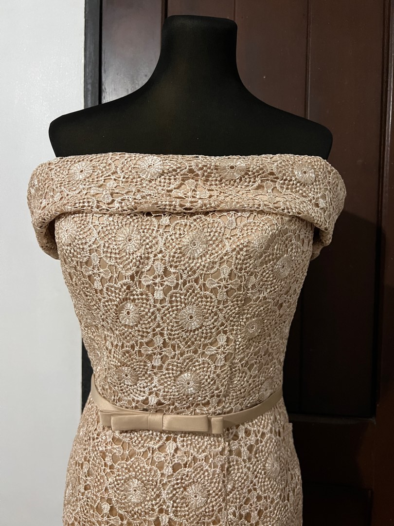 Off Shoulder Lace Filipiniana Gown Women s Fashion Dresses Sets Evening dresses gowns on Carousell
