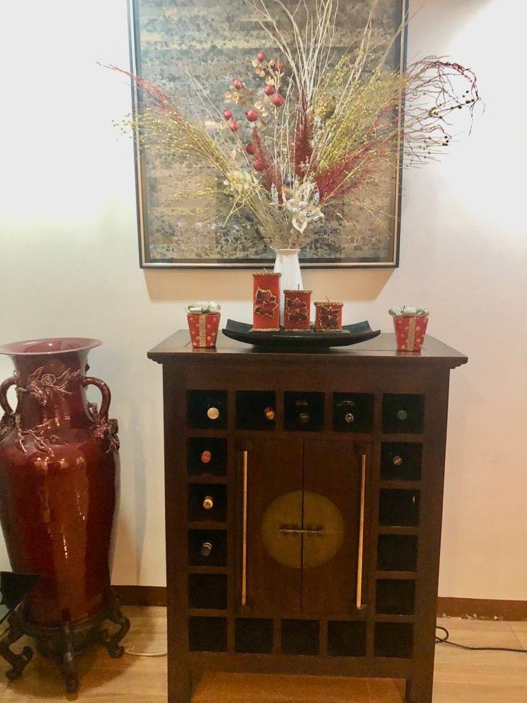 Oriental wine and bar cabinet (Category: Shelves, Cabinets & Racks) located in Pasig City. Submitted by fashiontrendsasia (Listing ID 1329727841, Image 1). Description: Made out of wood material , great with setting up your home bar and wine collection...