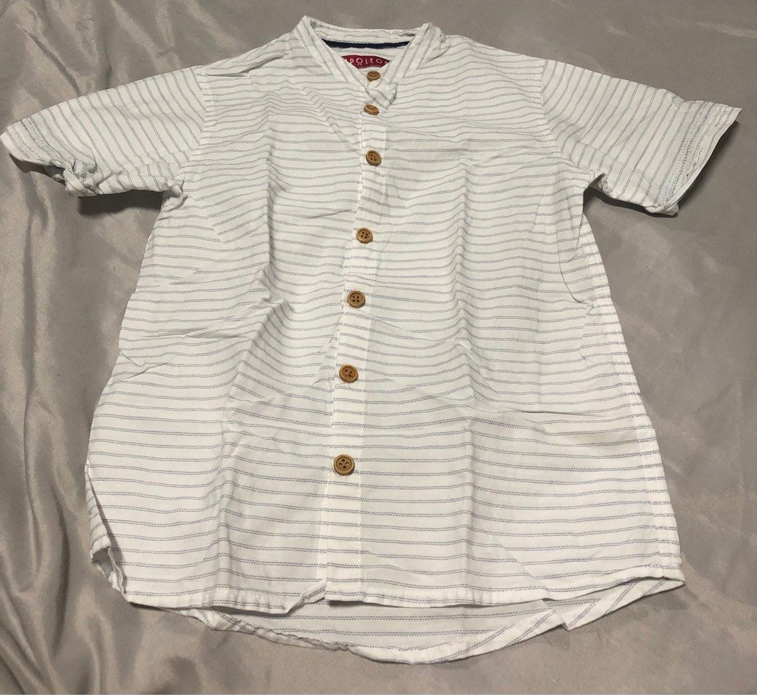 Polo for kids (Category: Babies & Kids Fashion) located in Paranaque City. Submitted by mtan8 (Listing ID 1334442915, Image 1). Description: Napoleon Chinese collar for boys. 7/8 size in tag Ideal for 4-5 years old.