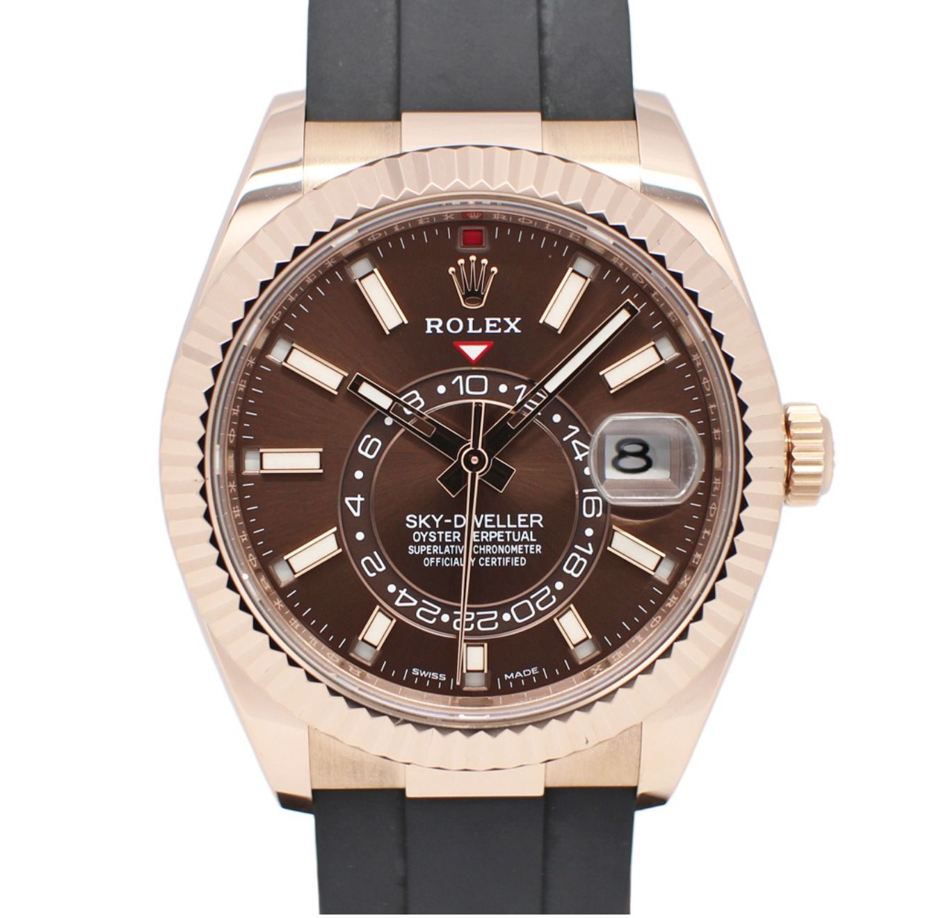 Rolex Sky-Dweller 326235 Random Chocolate RG Rubber Automatic Men's Watch with Warranty Card 2022 (Category: Watches) located in Singapore. Submitted by luxasia.biz (Listing ID 1334475136, Image 1). Description: https://page.auctions.yahoo.co.jp/jp/auction/j1152744769.