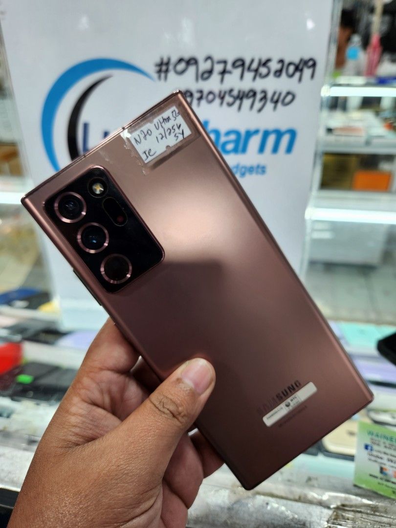 Samsung Galaxy Note20 Ultra 5G (Category: Samsung) located in Manila. Submitted by lucky.charm.gadgets (Listing ID 1334489683, Image 1). Description: Samsun Note20 Ultra 5G 12gb/256gb (PLEASE SEARCH MO NALANG FULL SPECS) NTC APPROVED NO REPAIR HISTORY 98% SMOOTH NOTE* May LCD LINE SA GITNA AT PINAKA GILID BINULUGAN ko para may idea ka .yan lang honest issue kaya mura test to sawa bago bayaran .pede pang spare phone pede rin sa mga pang praktikal.