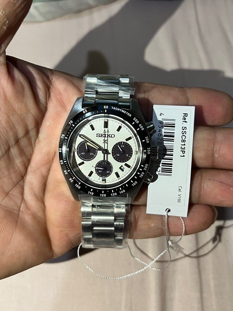 Seiko Panda SpeedTimer SSC813P1 (Category: Luxury Watches) located in Manila. Submitted by shopthevintage (Listing ID 1334506125, Image 1). Description: seiko panda ssc813p1 speedtimer chrono watch 26,500 pesos brandnew in box manila area COD basis shipping via LBC nationwide Movement Caliber NumberV192Movement TypeSolarPrecision±15 seconds per monthPower reserveOperating for approx. 6 months (when fully charged)Functions Overcharge prevention fu