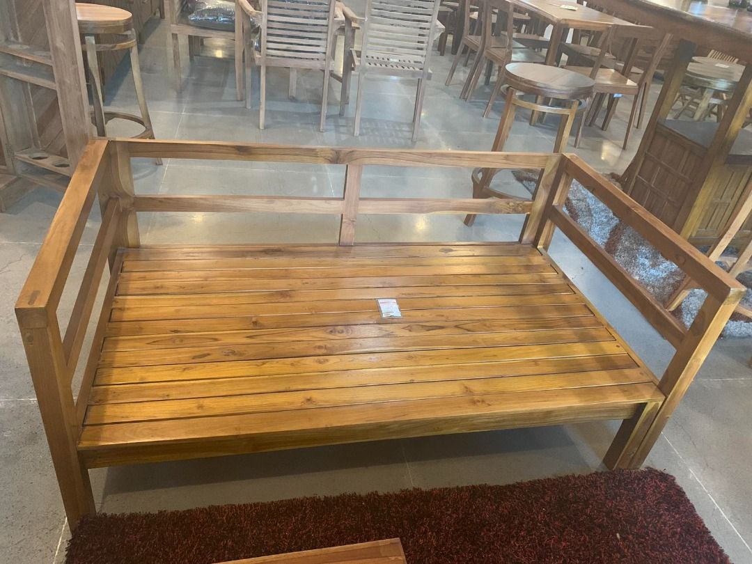 Solid Teak Wood Side Pull Sofa Bed Frame Furniture (Category: Sofas) located in Caloocan City. Submitted by anntinemaddelaaa00 (Listing ID 1334387138, Image 1). Description: ITEM: Handcrafted Solid Teak Wood Side Pull Sofa Bed Frame Furniture SERIES: Gold Teak (Indoor Series) MAIN MATERIAL: Teak Wood (Tectona Grandis) FINISHING: N. Cellulose APPROXIMATE DIMENSIONS: (size may slightly vary due to its handcrafted nature) Bed Form: 202 x 78 x 65 cm 