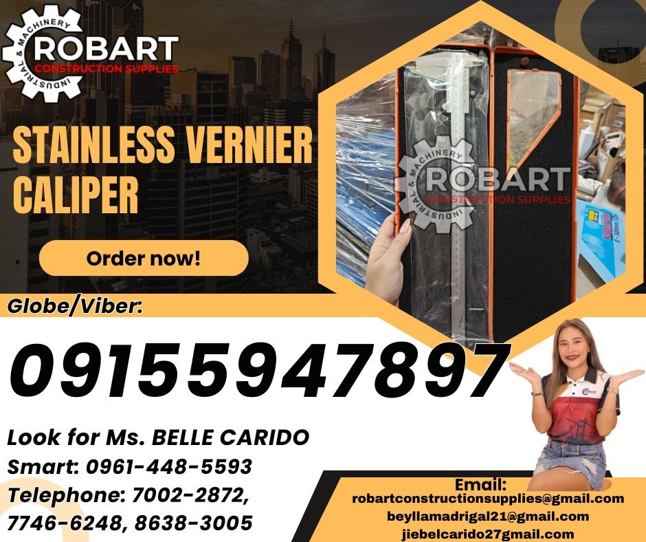 Stainless Vernier Caliper (Category: Construction Tools & Equipment) located in Manila. Submitted by bellarobart (Listing ID 1334438417, Image 1). Description: Stainless Vernier Caliper Brand: SKS Model: SV01-300 Size: 12" 𝑹𝑶𝑩𝑨𝑹𝑻 𝑪𝑶𝑵𝑺𝑻𝑹𝑼𝑪𝑻𝑰𝑶𝑵 𝑺𝑼𝑷𝑷𝑳𝑰𝑬𝑺 Office Address: 1405 Yuseco St. Sta Cruz Manila SEND US MESSAGE FOR INQUIRIES ‼️ ‼️ Glb/Vibr: 0915-594-7897 Smrt: 0961-448-5593 Landline: (7746-6248 / 7002-2872) 𝓛𝓞𝓞𝓚 �