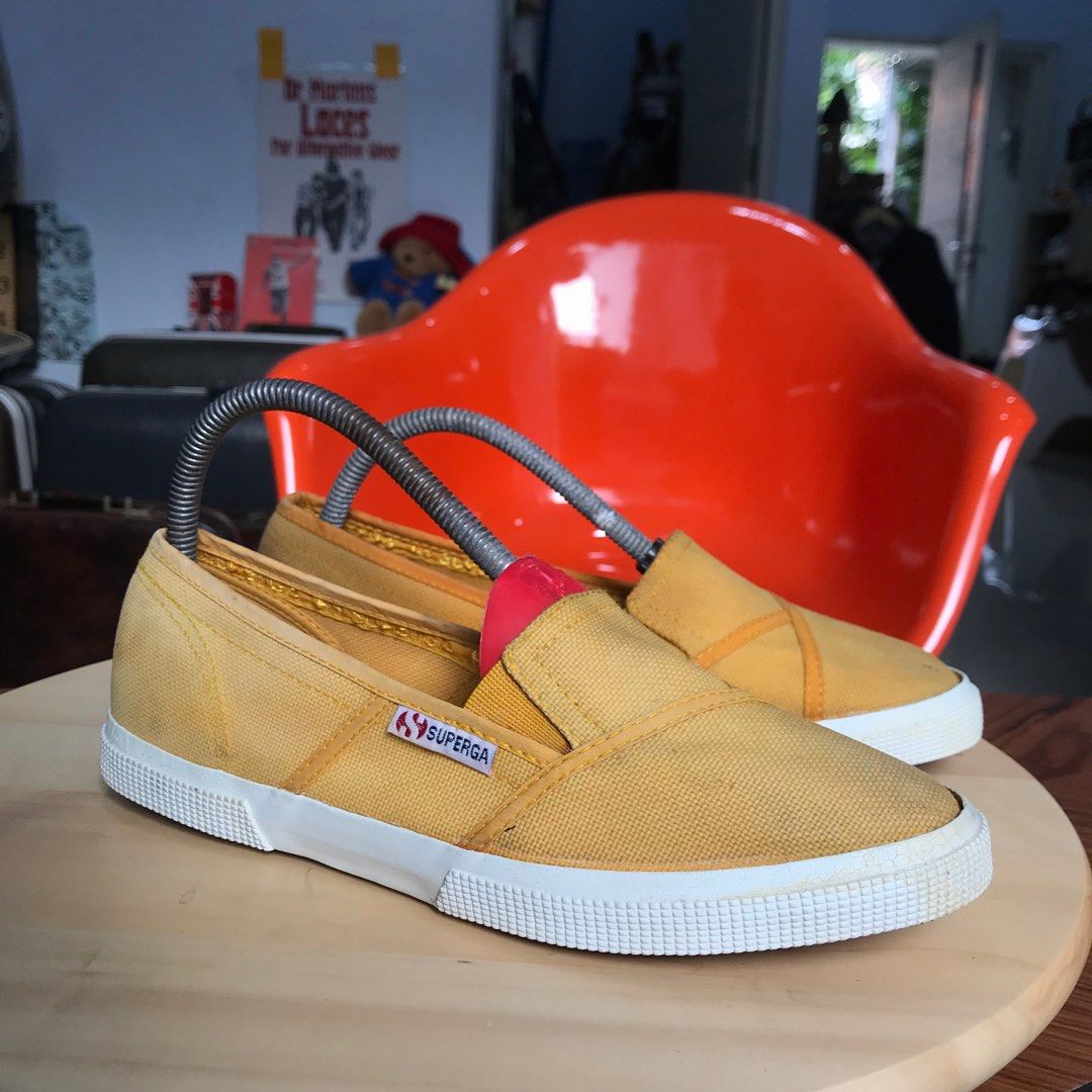 Superga Italy Yellow Slip On Shoes 100 Rough strong Duck Canvas heavy durability Tebal dan kaku massimo osti design Gumsole white outsole Style