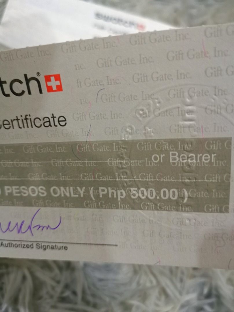 2000 Php Swatch Gift Certificate w/ FREE 1 Fire Tiger Gift Cheque ...
