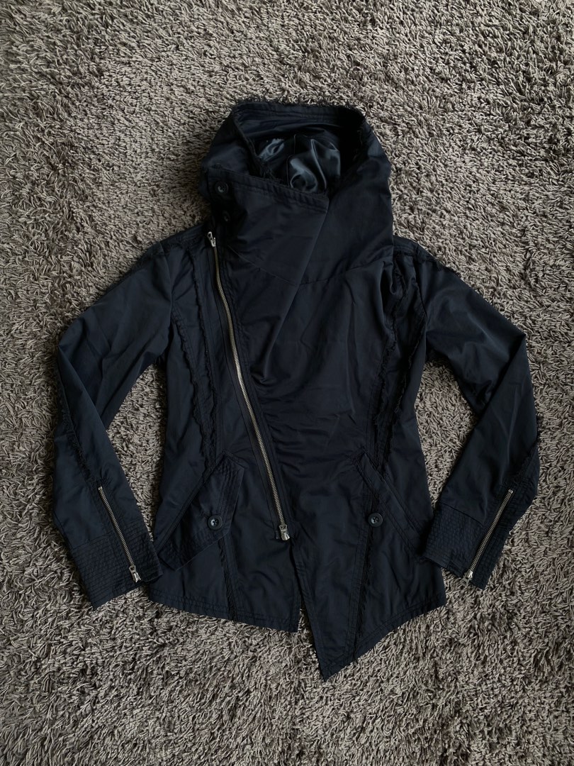 TORNADO MART rare asymmetrical black jacket, Men's Fashion, Coats