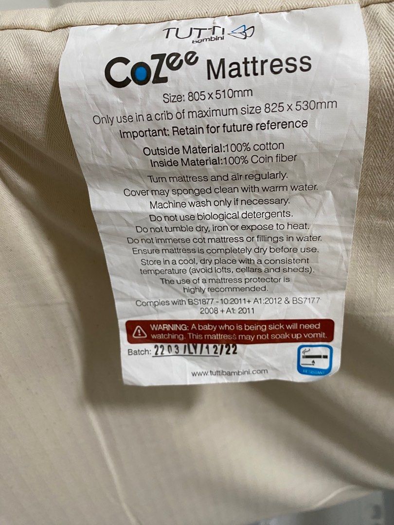 tutti bambini Cozee Coir Fibre Mattress