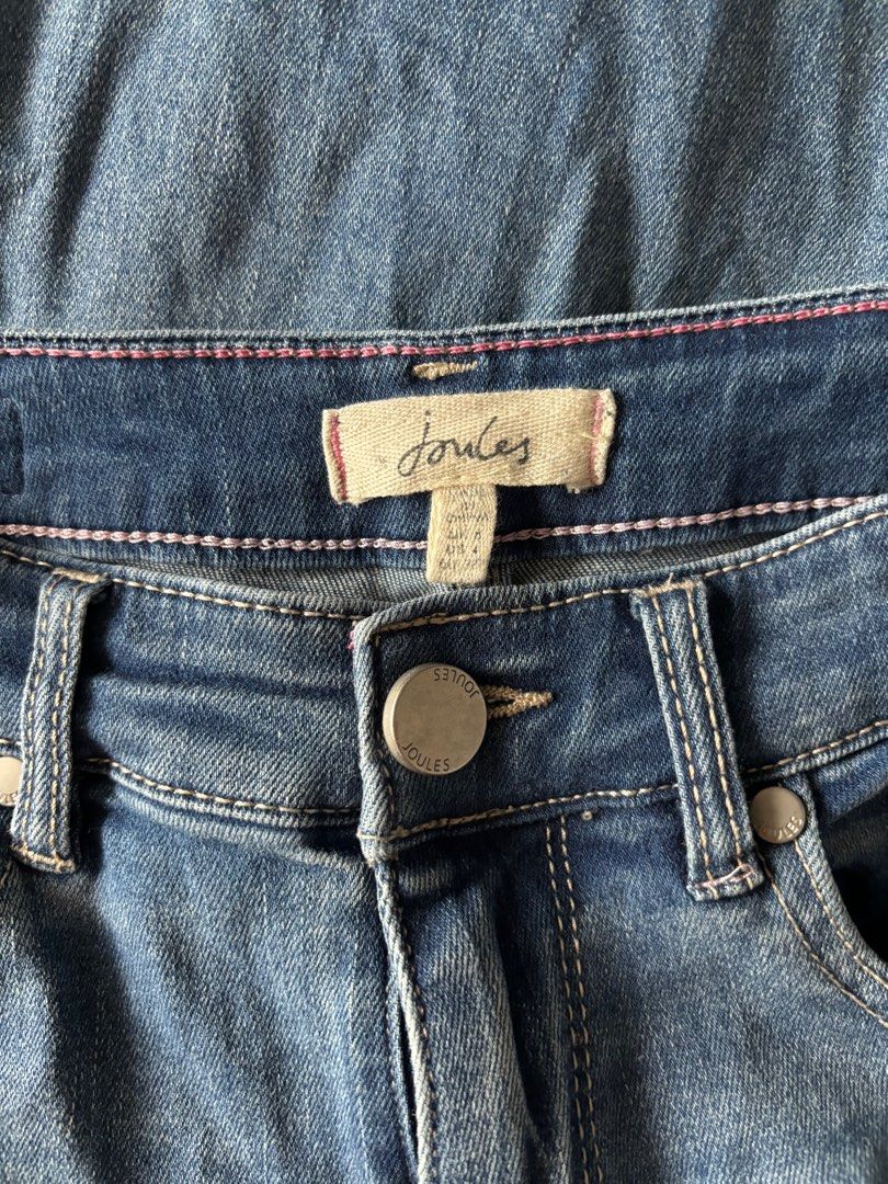 UK8 Joules high waisted full length skinny jeans jeggings trousers pants soft cotton light blue denim distressed worn look Women s Fashion Bottoms Jeans Leggings on Carousell