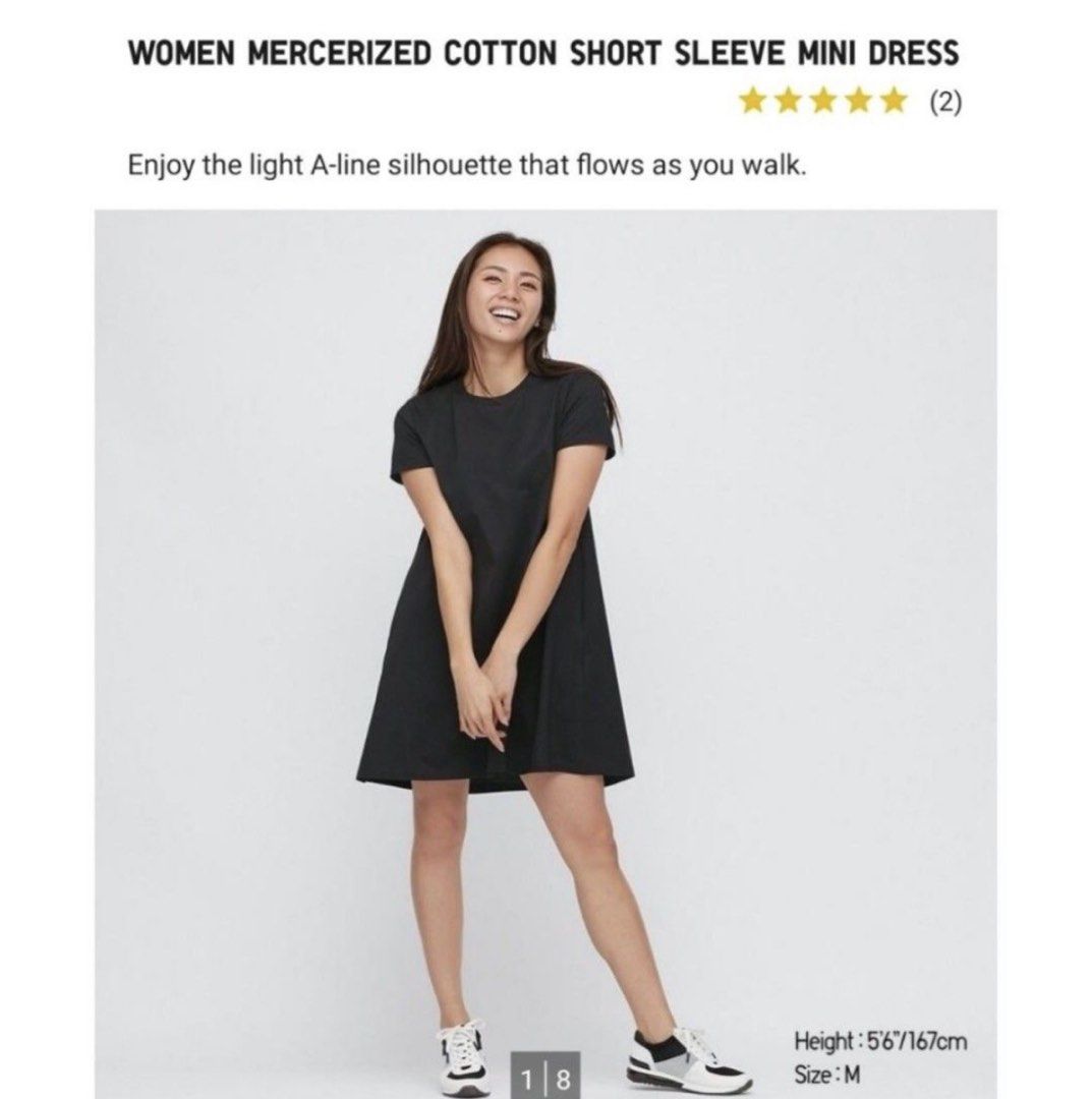 UNIQLO Mercerized Cotton A Line Mini Dress, Women's Fashion, Dresses &  Sets, Dresses on Carousell