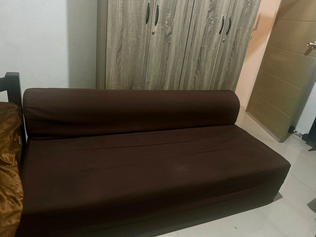 Uratex neo foqm sofa bed (Category: Sofas) located in Manila. Submitted by eyaaa (Listing ID 1334543534, Image 1). Description: Used for 6 month With free customize cover( brown at the photo) worth 1k 60*75 size.