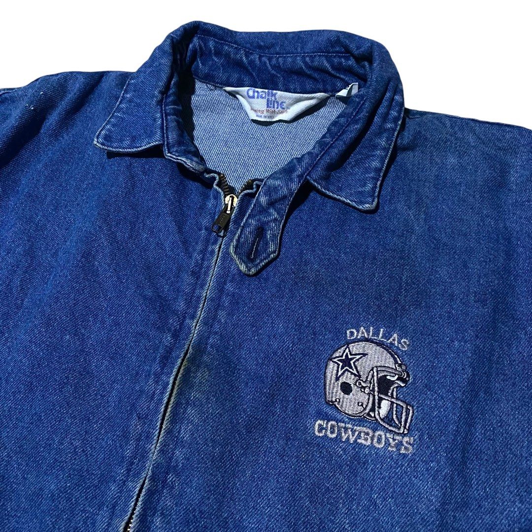 Vintage Chalkline Cowboys (Category: Coats, Jackets and Outerwear) located in San Fernando. Submitted by thethriftwardrobe.ph (Listing ID 1334492812, Image 2). Description: Vint age Cha lk Line Cowboys Harring ton Size: M Length: 26 Width: 23 Vintage Condition Issue: check last pic for stains .