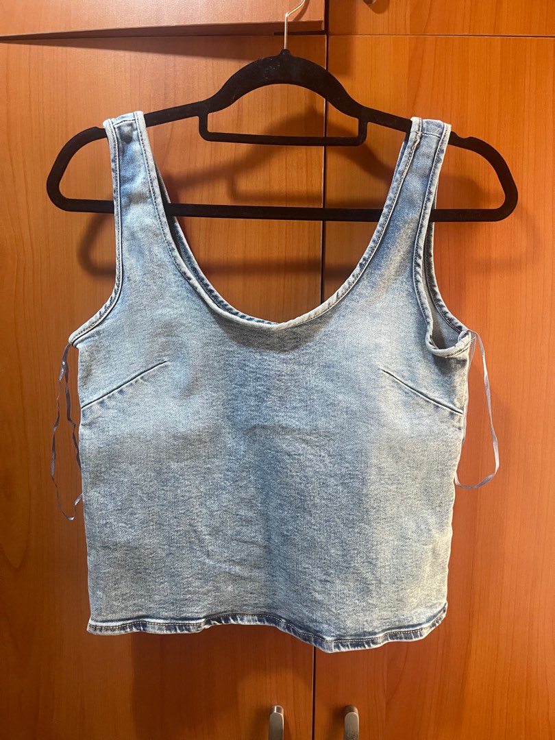 Zara denim top, Women's Fashion, Tops, Sleeveless on Carousell