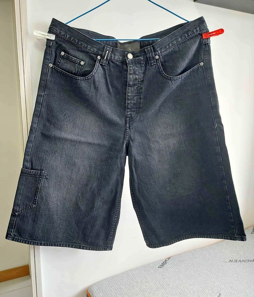 REVOLUTIONARY DENIM MOSSIMO 38 26 Vintage REVOLUTION ARY DENIM MOSSIMO Shorts Jeans with Designer Signed Leather Tape