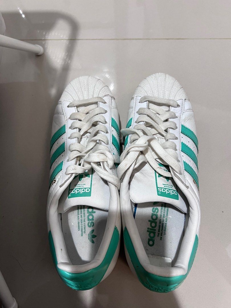 Adidas Superstar Green Hijau sepatu original authentic, Fesyen Pria, Sepatu  , Sneakers di Carousell