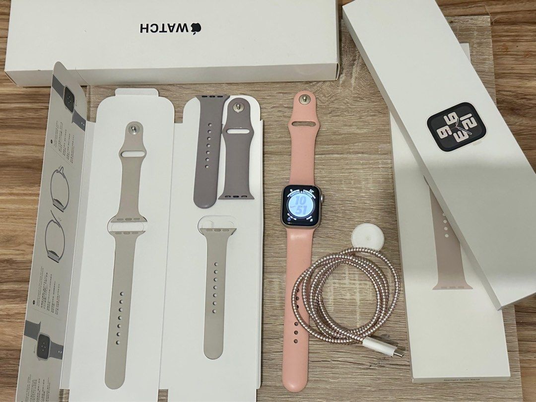 Gold Apple Watch Unboxing Apple Watch SE Gen 2, Fesyen Wanita, Jam