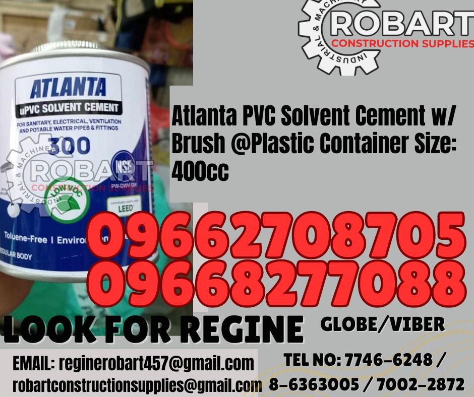Atlanta PVC Solvent Cement w/ Brush @Plastic Container Size: 400cc ...