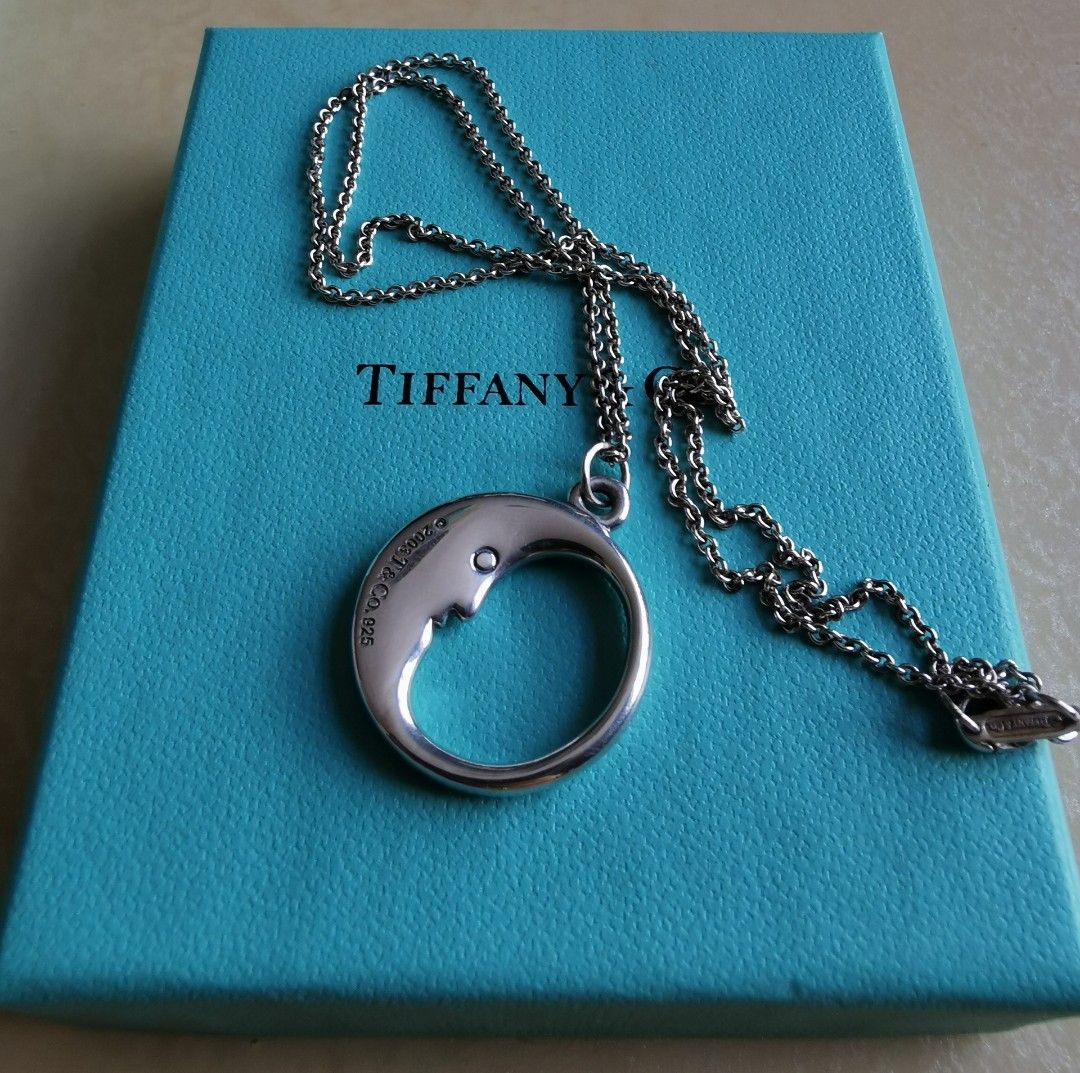 Authentic Tiffany Co. Sterling Silver MAN IN THE MOON Pendant Necklace Pre owned Retired RARE Gender Unisex To Me Women s Fashion Jewelry Organisers Necklaces on Carousell