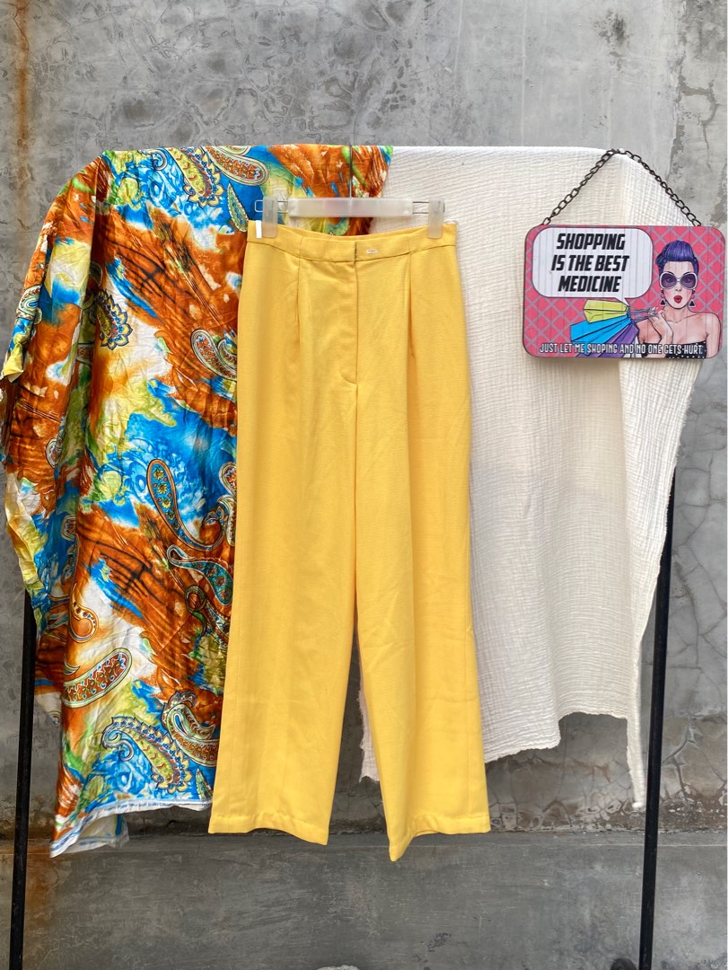 celana panjang kuning trouser basic polos jadul vintage kuno lawas ...