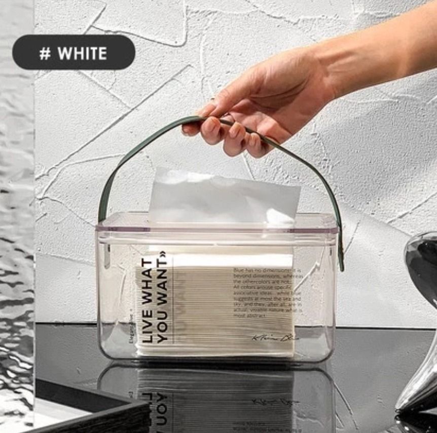Clear Tissue Box Holder with spring load