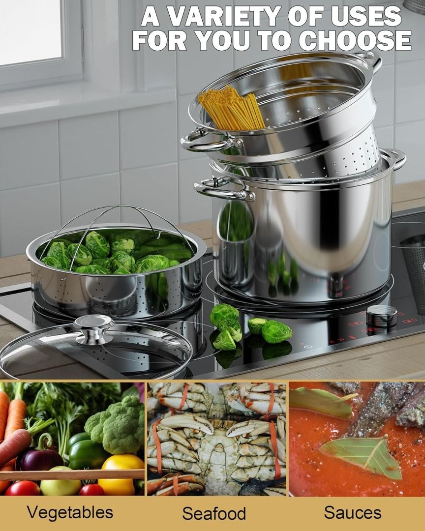 Cook N Home 4 Piece 8 Quart Multipots Stainless Steel Pasta Cooker Steamer Furniture Home Living Kitchenware Tableware Cookware Accessories on Carousell