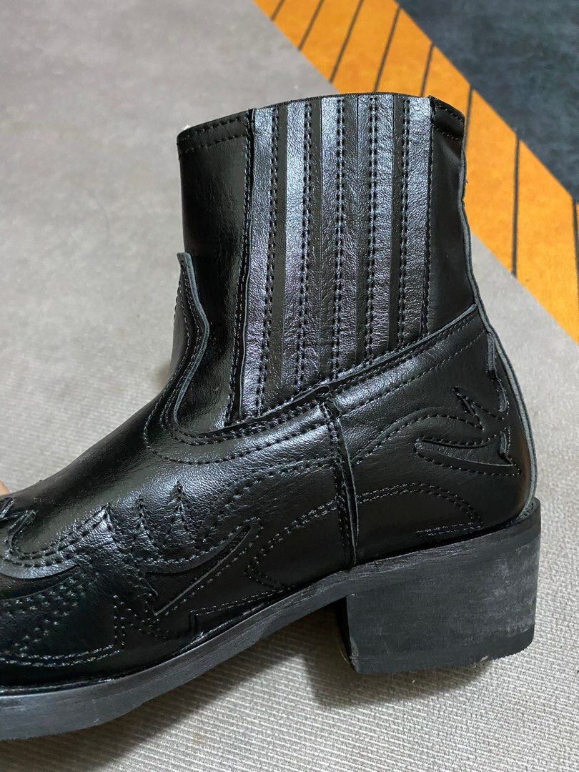 Vans Black Leather Cowboy Boots Women s Fashion Footwear Boots on Carousell
