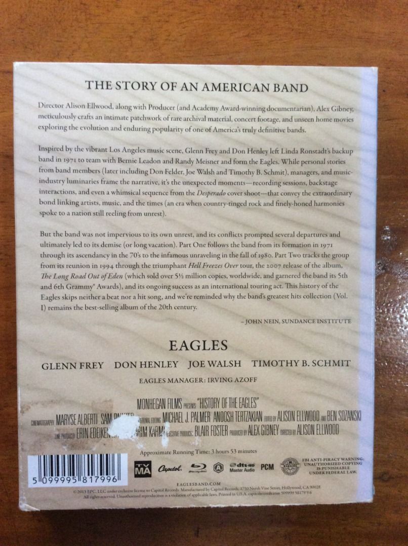 Eagles - History of the Eagles & Tour - Blu-Ray & CD, Hobbies & Toys ...
