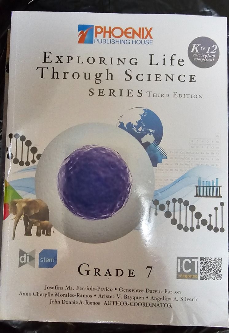 GRADE 7 ELTS PHOENIX Exploring Life Through Science Series (Category: Textbooks) located in San Juan City. Submitted by love_tycoonj (Listing ID 1334602855, Image 2). Description: no marks except for the one shown in the pic [science written at the bottom] Location: San Juan City MOP: GCash (payo) .