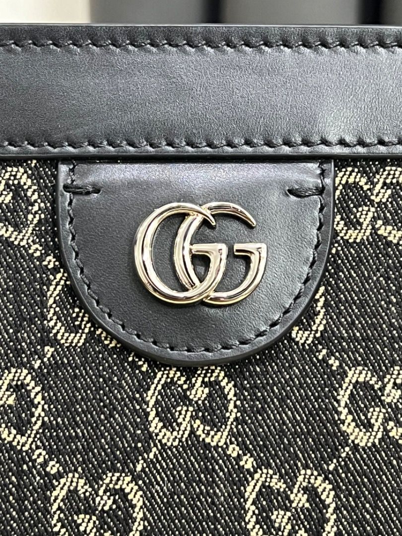 Gucci Black and grey GG denim chain bag Luxury Bags Wallets on Carousell
