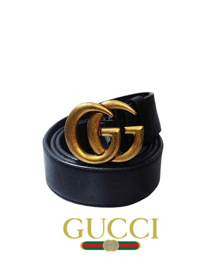 GUCCI Marmont Double G buckle leather belt ladies Authentic