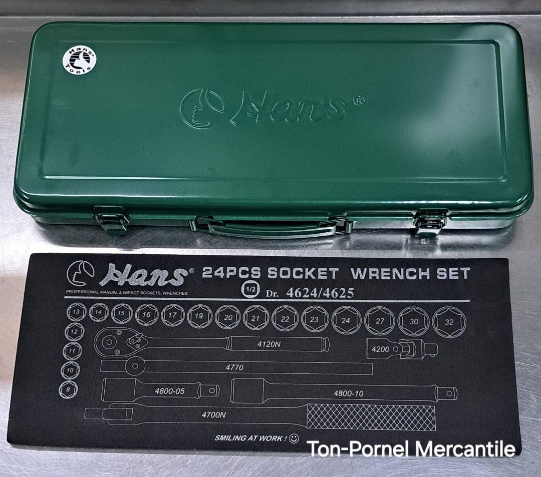 HANS 1/2Dr Impact Socket Wrench Set (Category: Construction Tools & Equipment) located in Manila. Submitted by tonpornel (Listing ID 1334577857, Image 1). Description: HANS 1/2Dr Impact Socket Wrench Set Ton-Pornel Mercantile • We supply Powertools, Hardware tools, Plumbing, Paints, Electrical and Construction materials • We offer Paint Mixing and Powertools Repair Visit us: 38 Marcos Highway Mayamot, Antipolo City https://maps.google.com/?cid=13