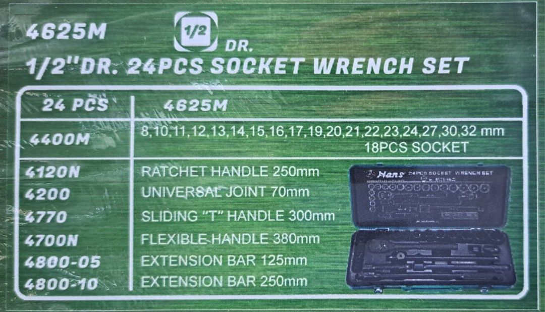 HANS 1/2Dr Impact Socket Wrench Set (Category: Construction Tools & Equipment) located in Manila. Submitted by tonpornel (Listing ID 1334577857, Image 3). Description: HANS 1/2Dr Impact Socket Wrench Set Ton-Pornel Mercantile • We supply Powertools, Hardware tools, Plumbing, Paints, Electrical and Construction materials • We offer Paint Mixing and Powertools Repair Visit us: 38 Marcos Highway Mayamot, Antipolo City https://maps.google.com/?cid=13
